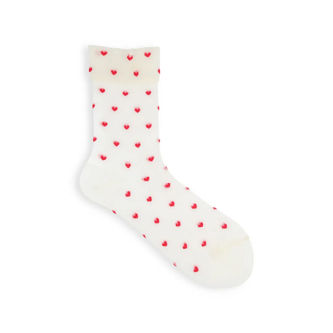 011133081 Sheer Heart Low Crew Socks M
