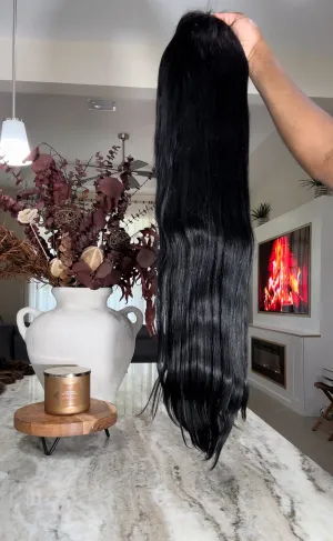 “13x6 HD LUXURY STRAIGHT LACE FRONTAL WIGS, NATURAL BLACK"
