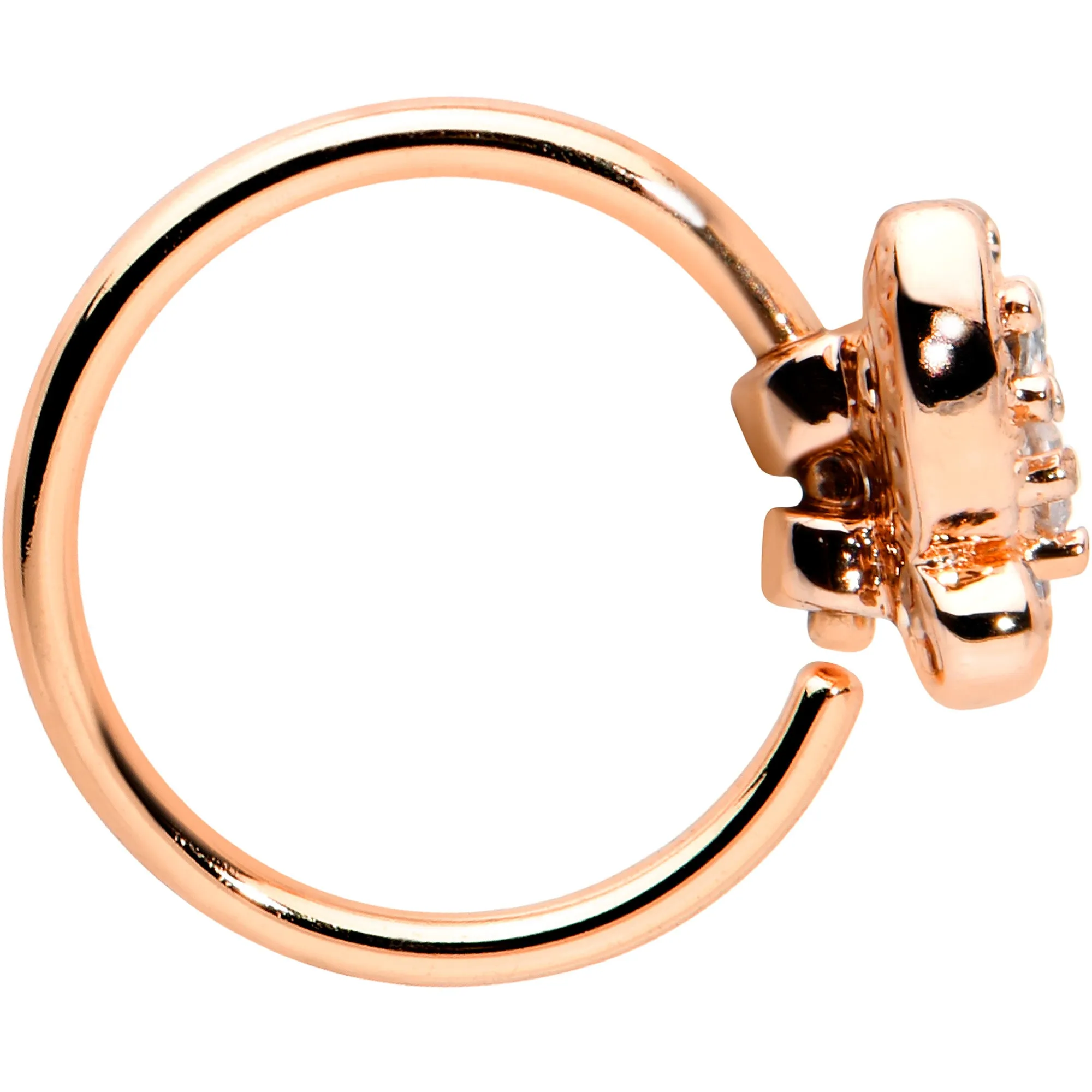 20 Gauge 5/16 Clear Gem Rose Gold Tone Airy Butterfly Nose Hoop