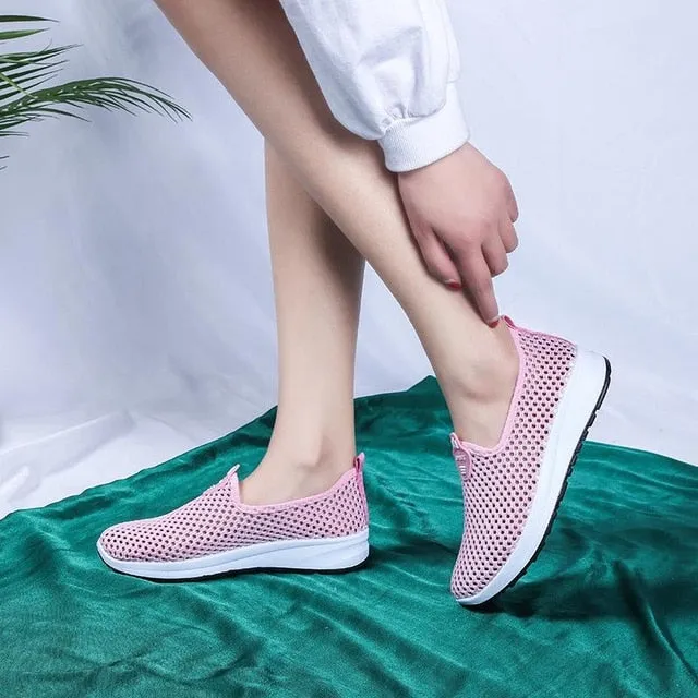 2018 New Women Shoes Breathable Lady Flats Shoes Women Casual Sneakers Knit Female Casual Shoes Platform Loafers 36-41