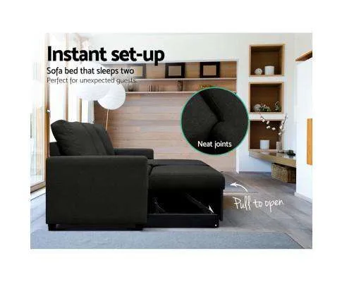 3 Seater Fabric Sofa Bed with Storage - Charcoal
