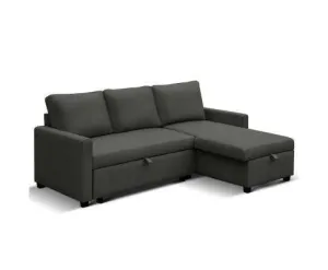 3 Seater Fabric Sofa Bed with Storage - Charcoal