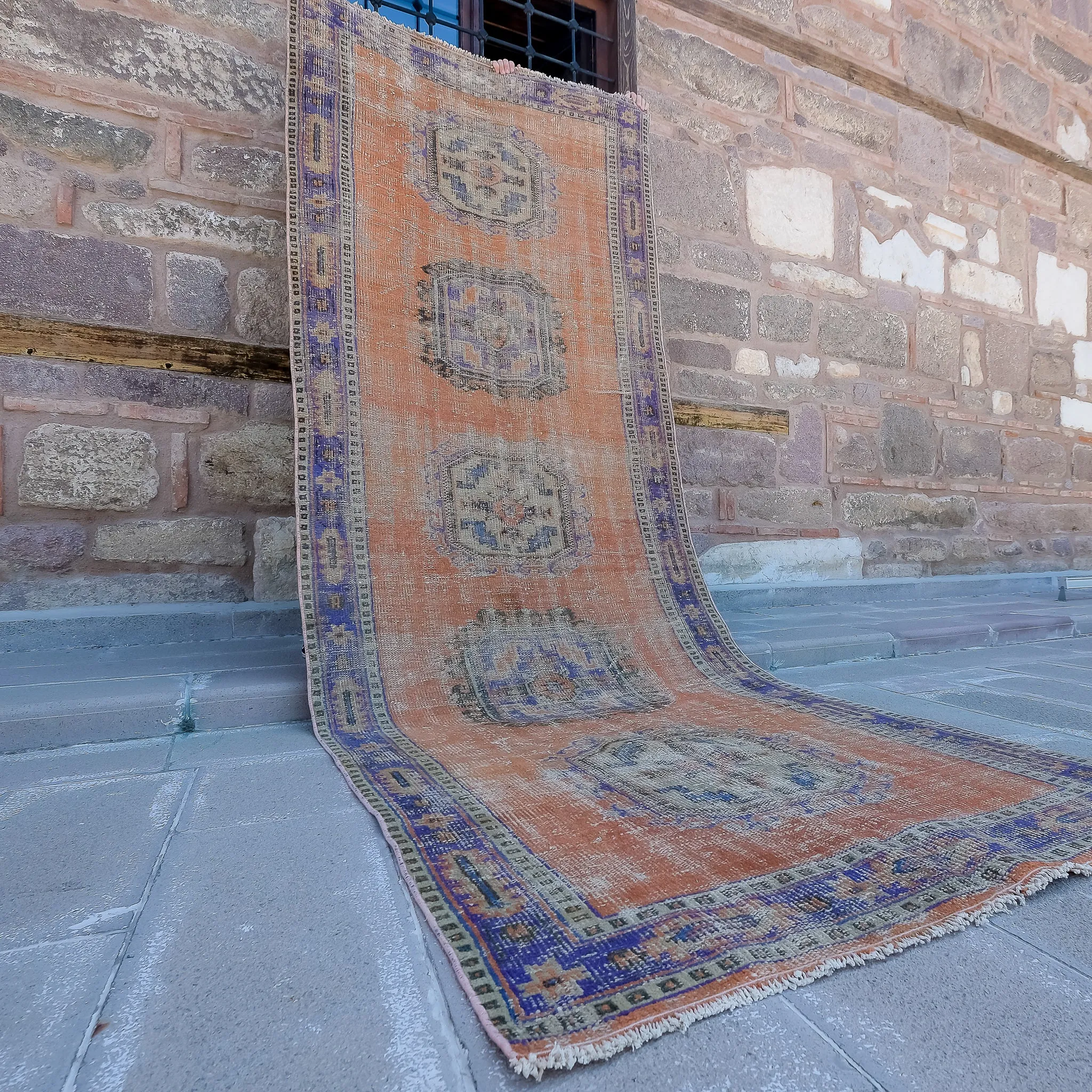 3890 Handwoven Vintage Rug 4'5x11'8