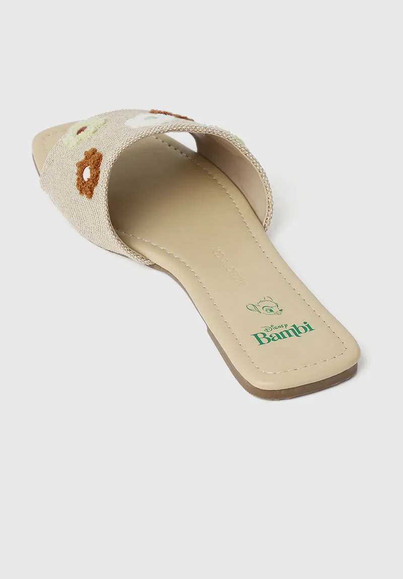 A Floral Tale Open Toe Sandals & Flip Flops (Tan)