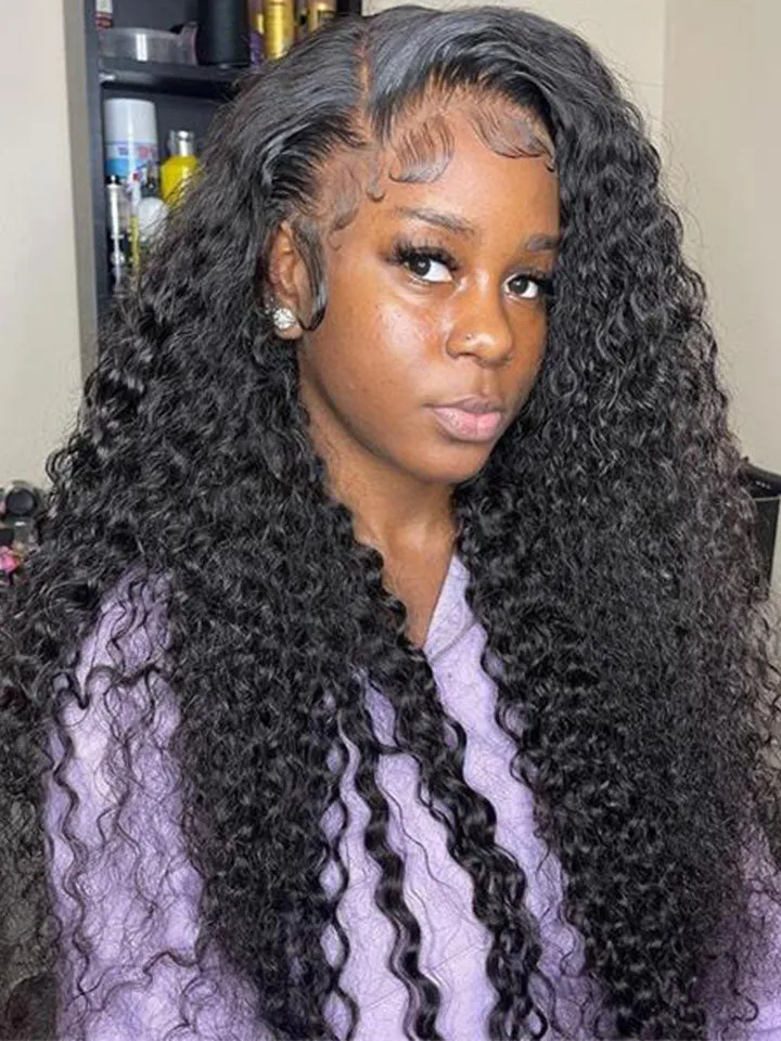 Airy Wig Cap 13x4 Deep Curly Lace Front Wigs For Women HD Lace With Pre Plucked Hair