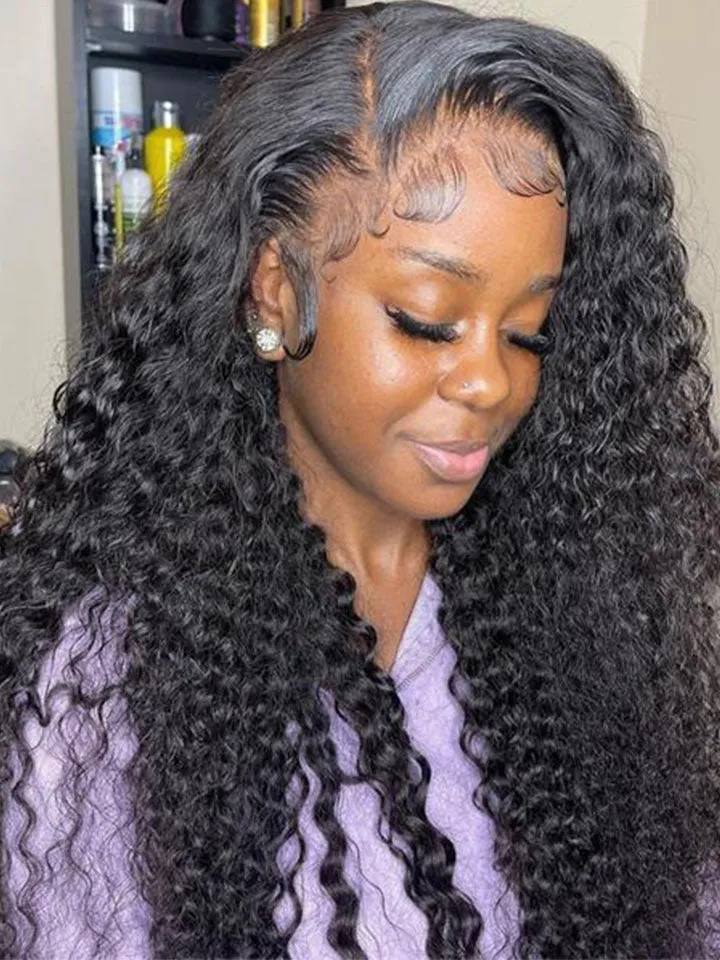 Airy Wig Cap 13x4 Deep Curly Lace Front Wigs For Women HD Lace With Pre Plucked Hair