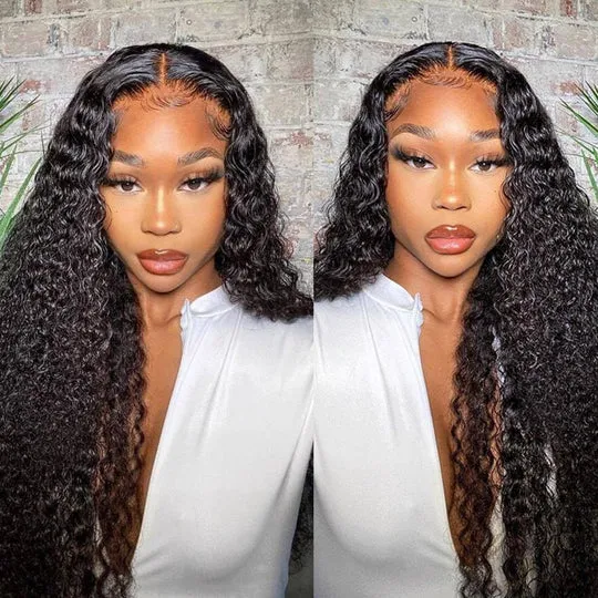 Airy Wig Cap 13x4 Deep Curly Lace Front Wigs For Women HD Lace With Pre Plucked Hair
