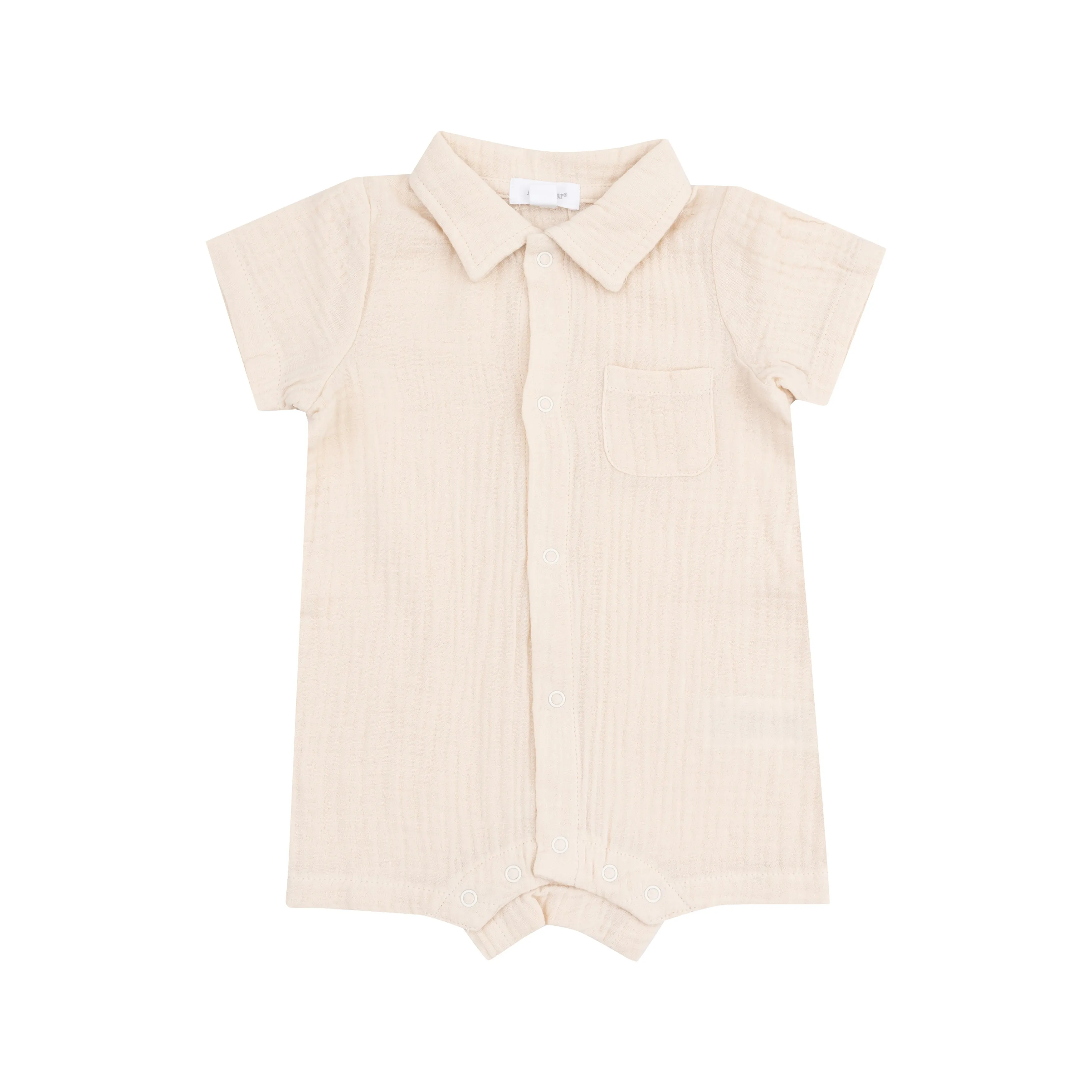 Angel Dear || Solid Muslin White Swan Button Down Polo Shortie