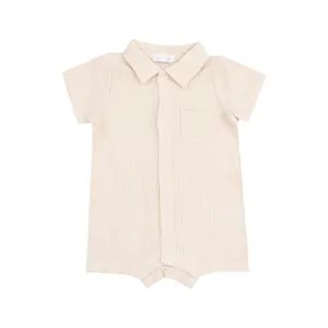 Angel Dear || Solid Muslin White Swan Button Down Polo Shortie