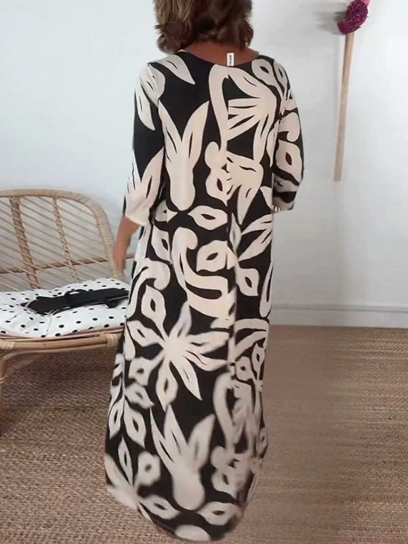 ANNIE | Long Sleeves Printed Dress