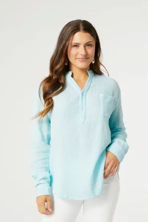Aqua Gauze Top