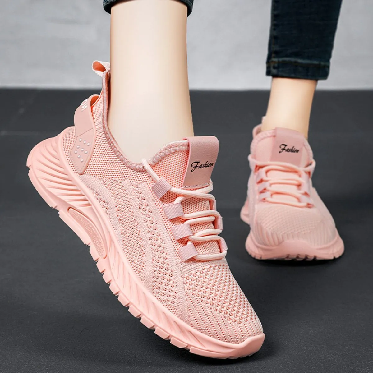 Athletic Shoes - Lace Up Mesh Breathable Athletic