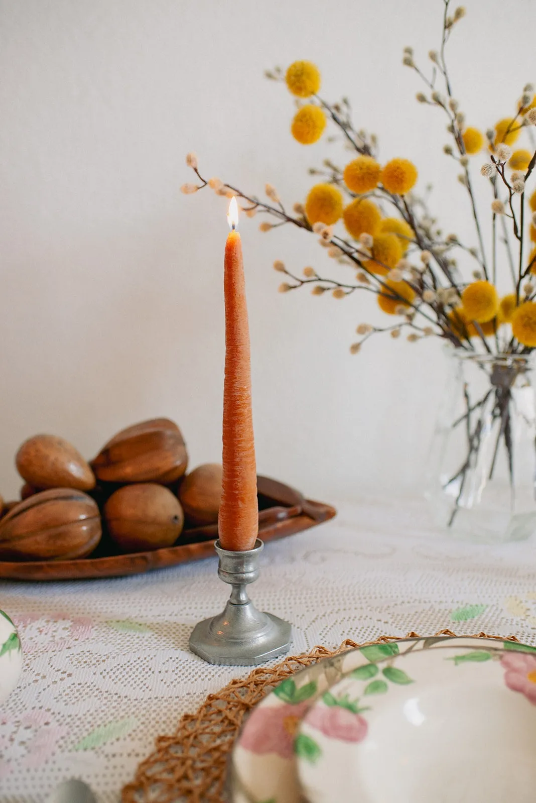 Beeswax Carrot Taper Candles