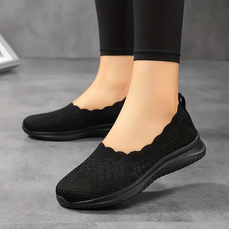 Breathable flying woven flat shoes
