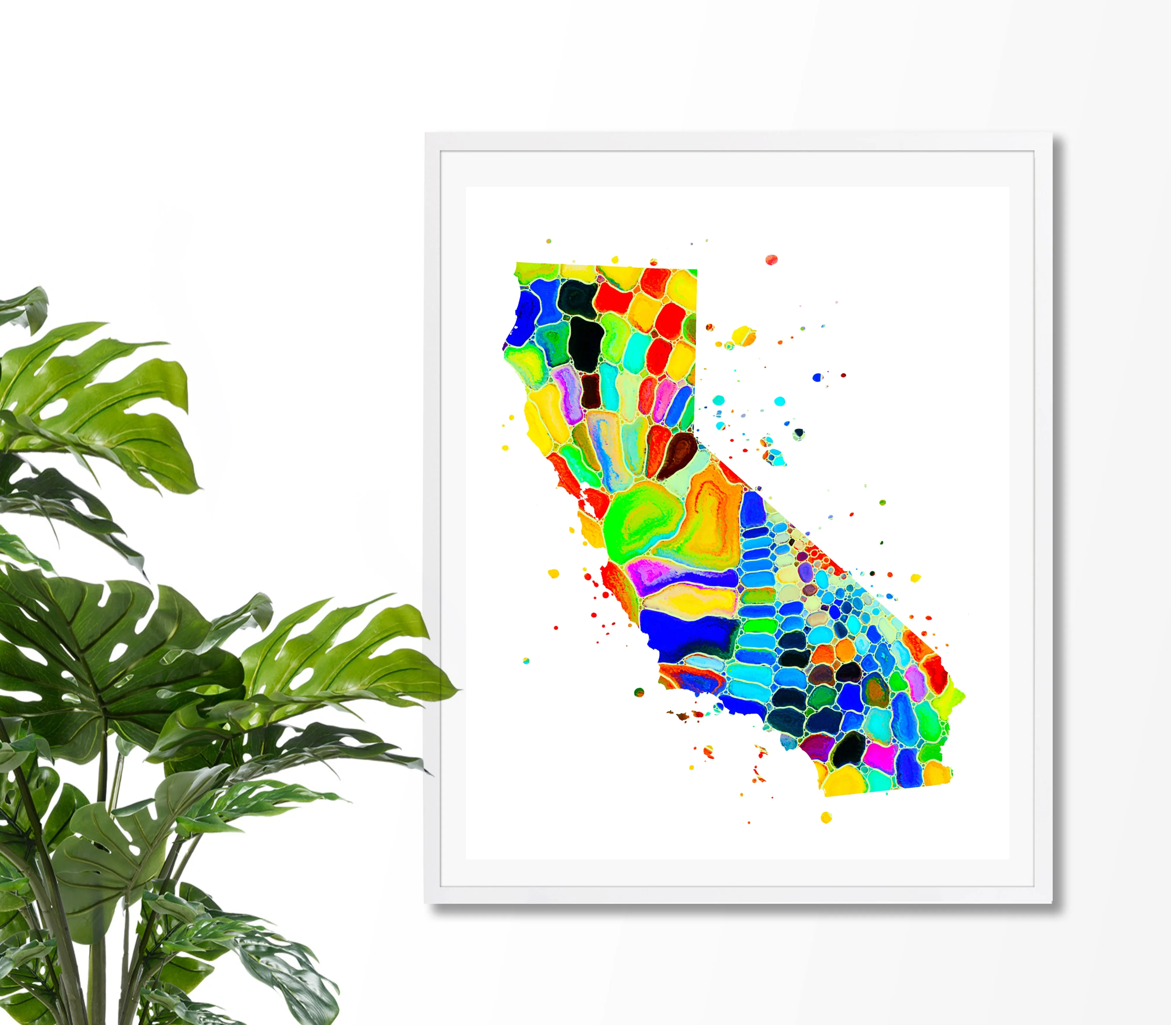 California Map Watercolor  Art Print - Unframed