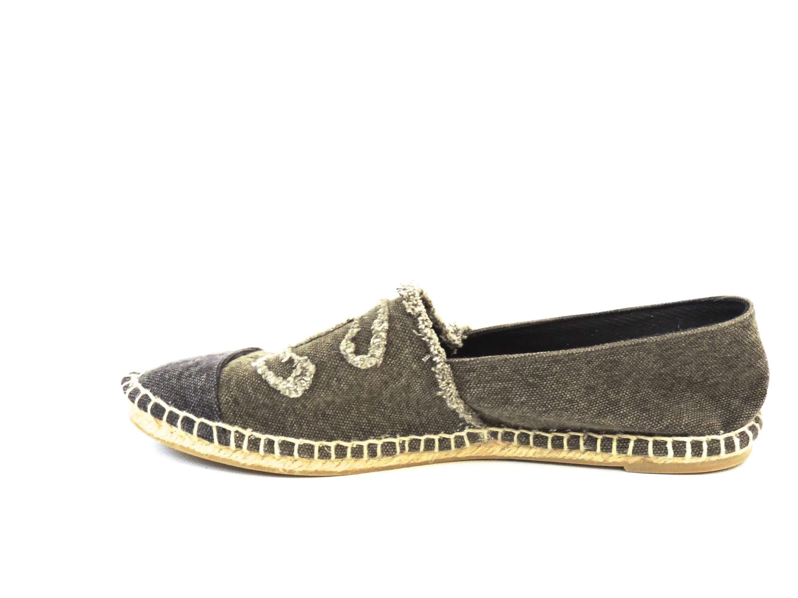 Chanel Cc Espadrille Flats Size 37 It (7 Us)