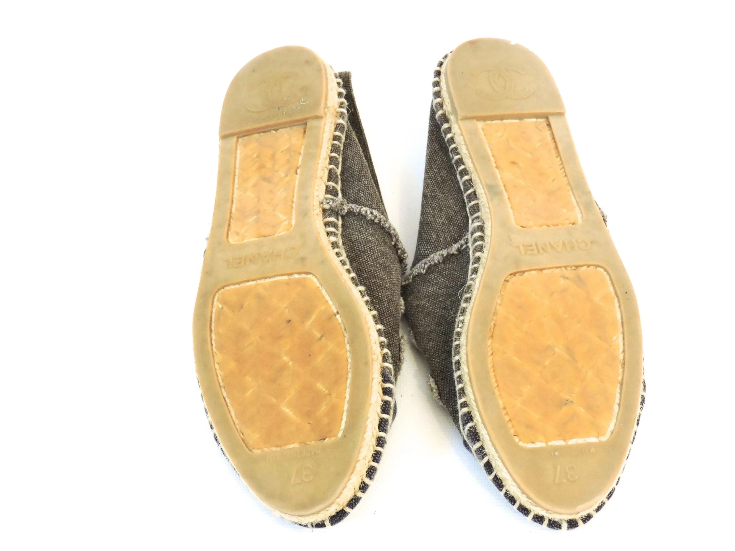 Chanel Cc Espadrille Flats Size 37 It (7 Us)