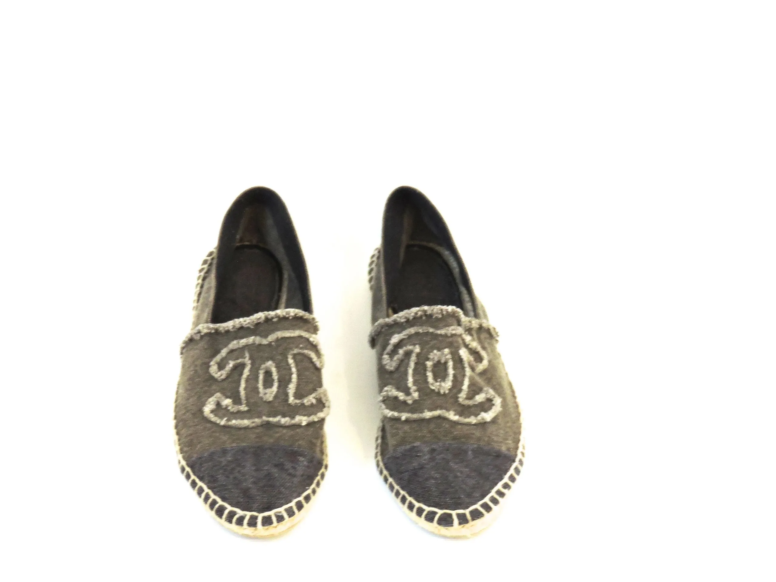 Chanel Cc Espadrille Flats Size 37 It (7 Us)