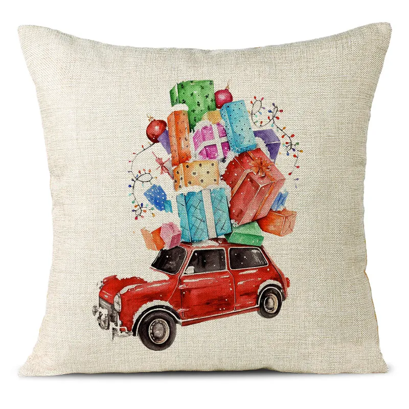 Christmas Themed Linen Pillowcase