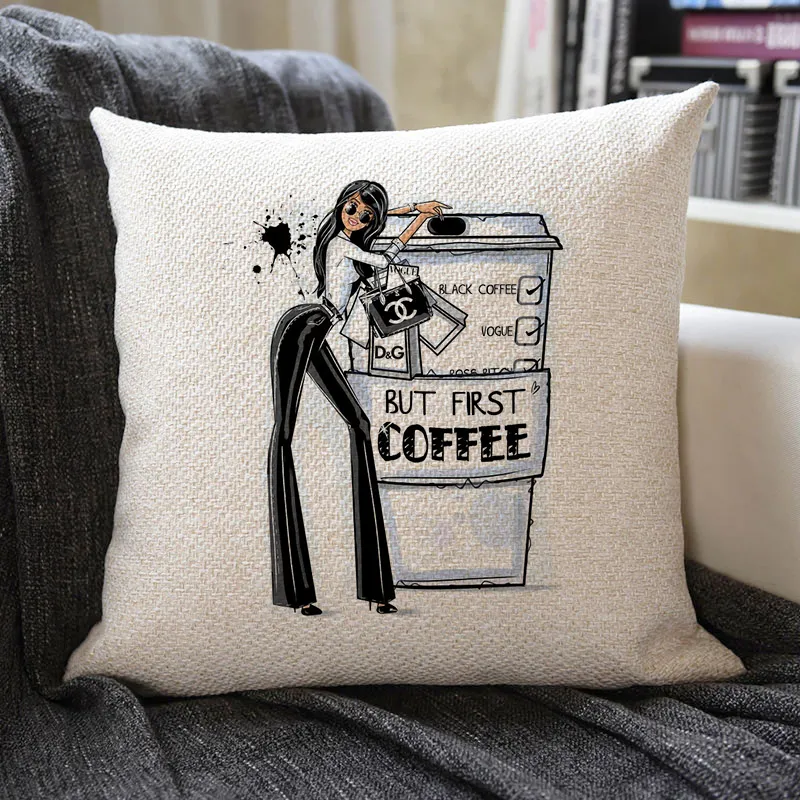 Coffee Time Linen Pillowcase