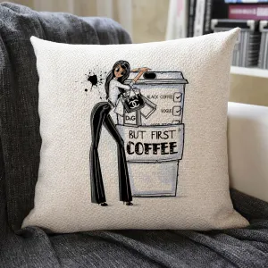 Coffee Time Linen Pillowcase