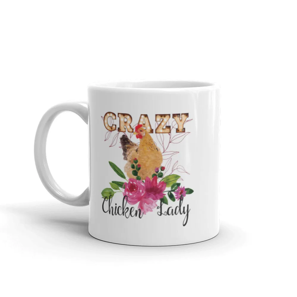 Crazy Chicken Lady Floral Mug