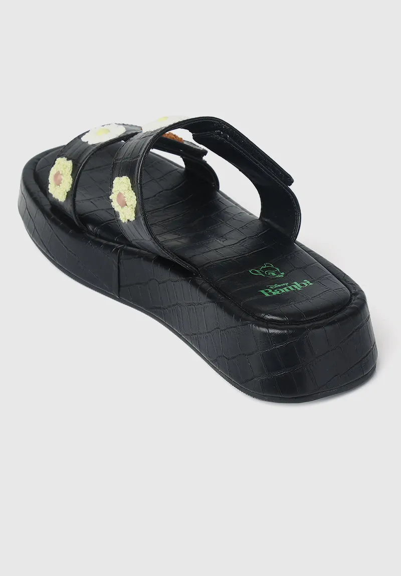 Disney Bambi Daisy Open Toe Sandals & Flip Flops (Black)
