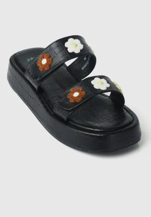 Disney Bambi Daisy Open Toe Sandals & Flip Flops (Black)