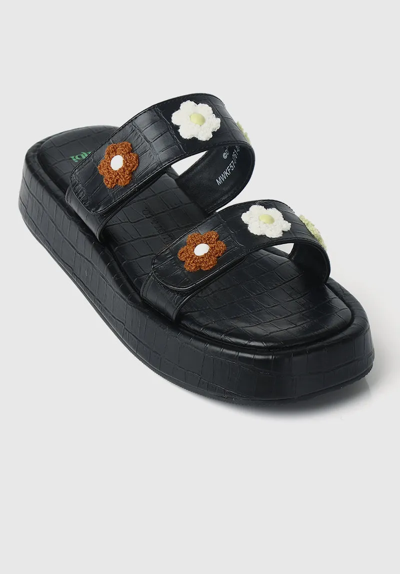 Disney Bambi Daisy Open Toe Sandals & Flip Flops (Black)