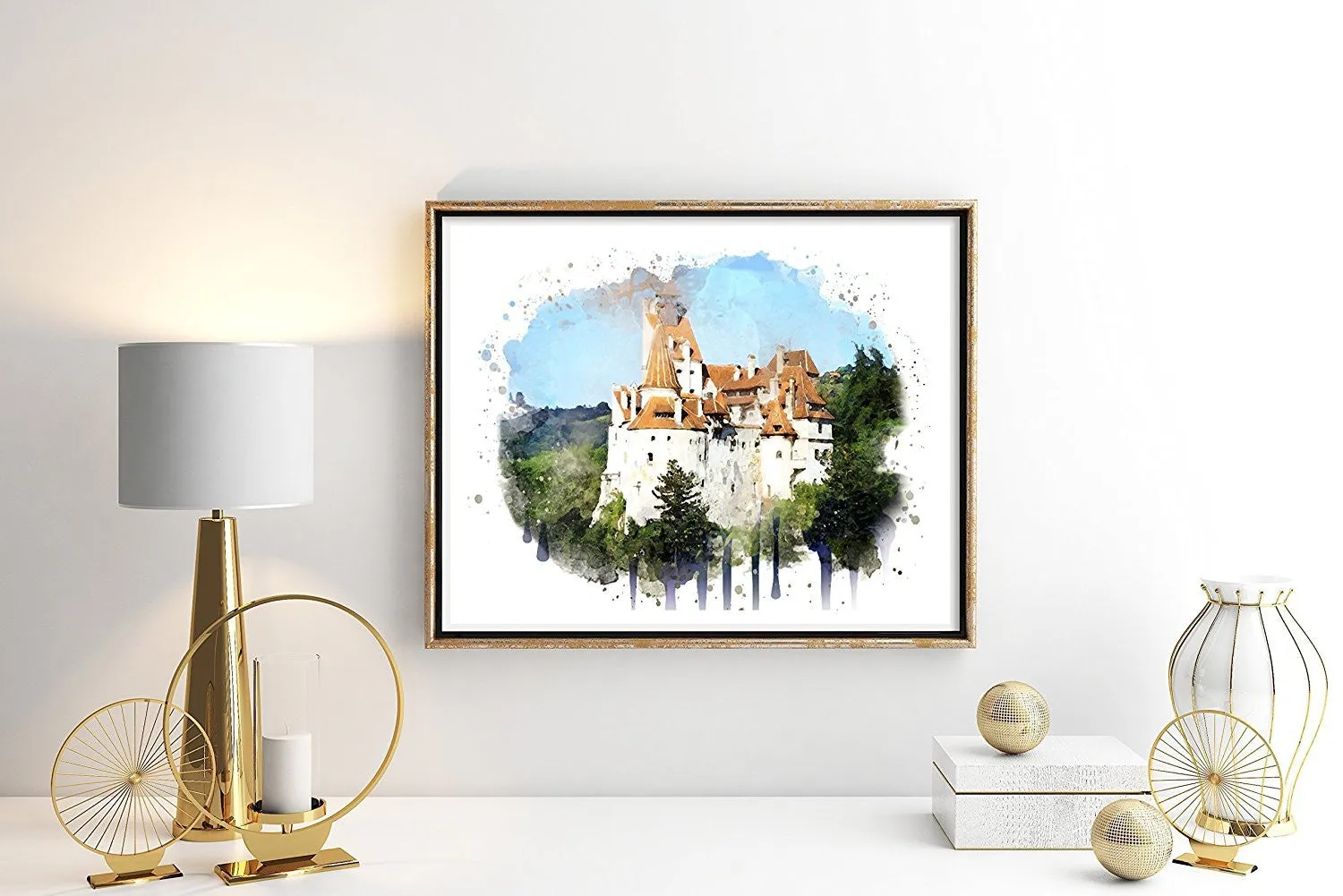 Dracula Castle Watercolor Art Print - Unframed