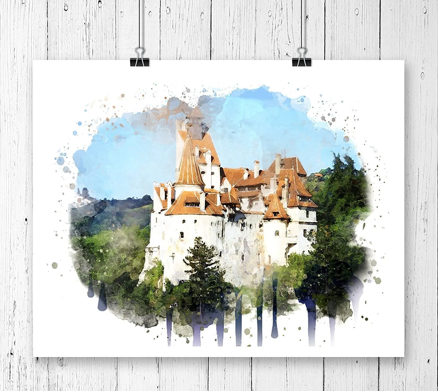 Dracula Castle Watercolor Art Print - Unframed