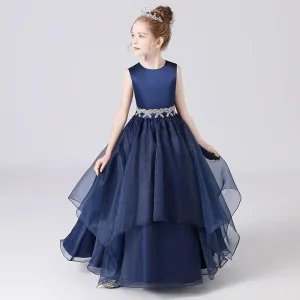 Dreamy Blue Gown for an Elegant Little Princess Multi-Layered Organza Dress for a Touch of Royal Playfulness