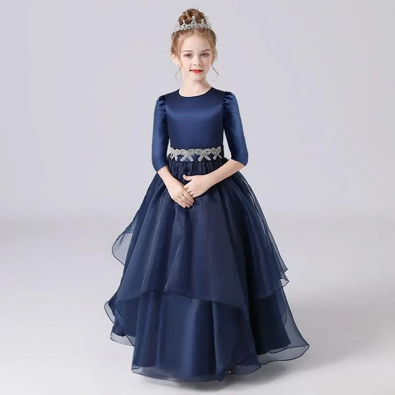 Dreamy Blue Gown for an Elegant Little Princess Multi-Layered Organza Dress for a Touch of Royal Playfulness