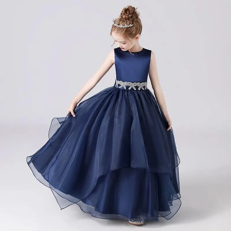 Dreamy Blue Gown for an Elegant Little Princess Multi-Layered Organza Dress for a Touch of Royal Playfulness