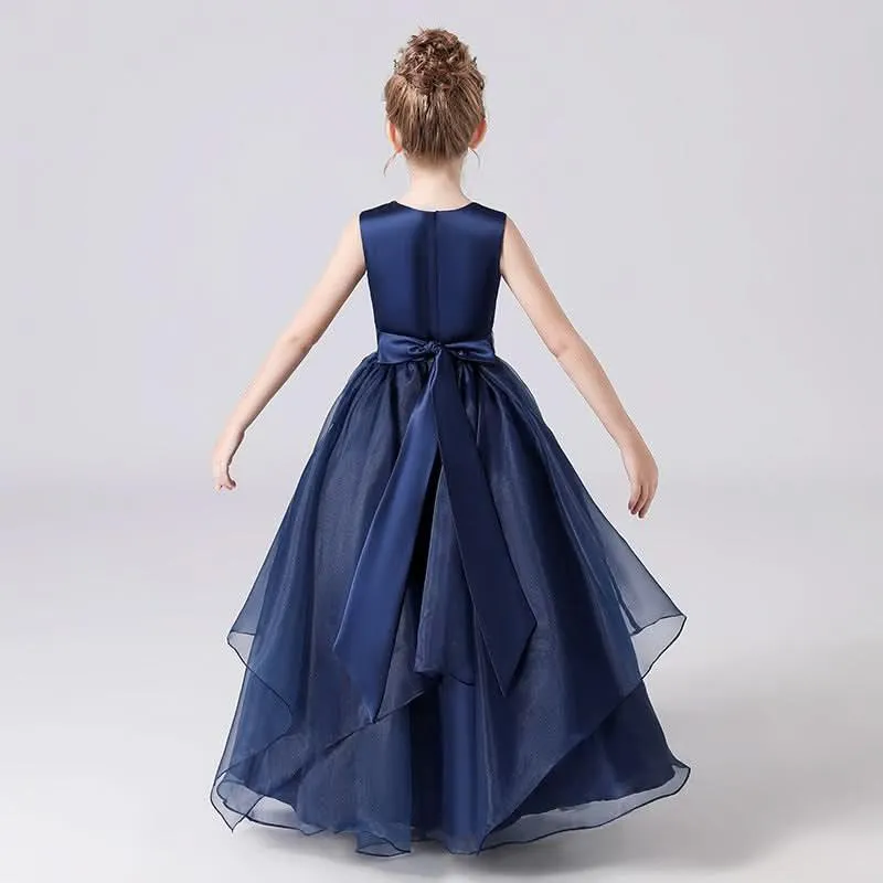 Dreamy Blue Gown for an Elegant Little Princess Multi-Layered Organza Dress for a Touch of Royal Playfulness