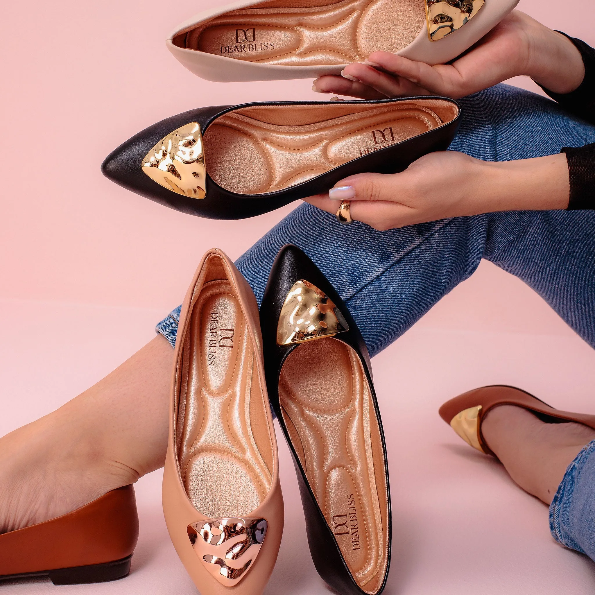 Elena Off White Pointed Toe Flats