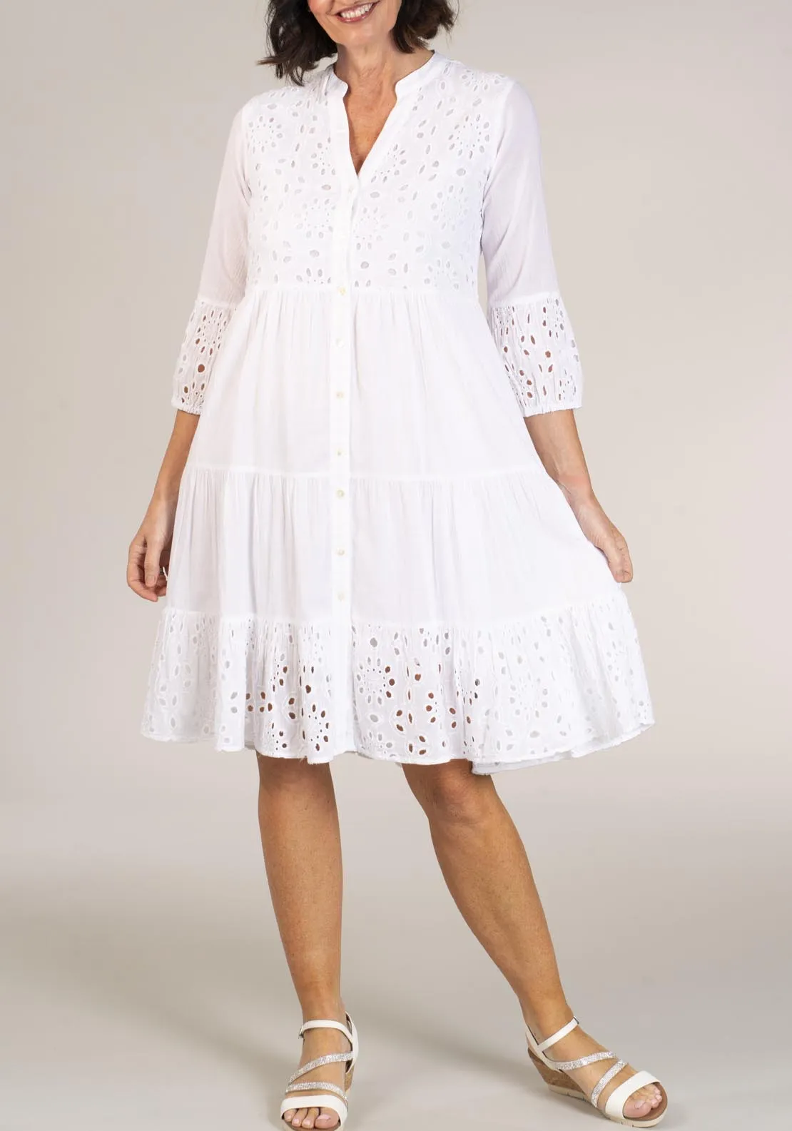 Embroidery Anglaise Dress - White