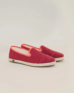 Espadrille femme lin, rose fuschia