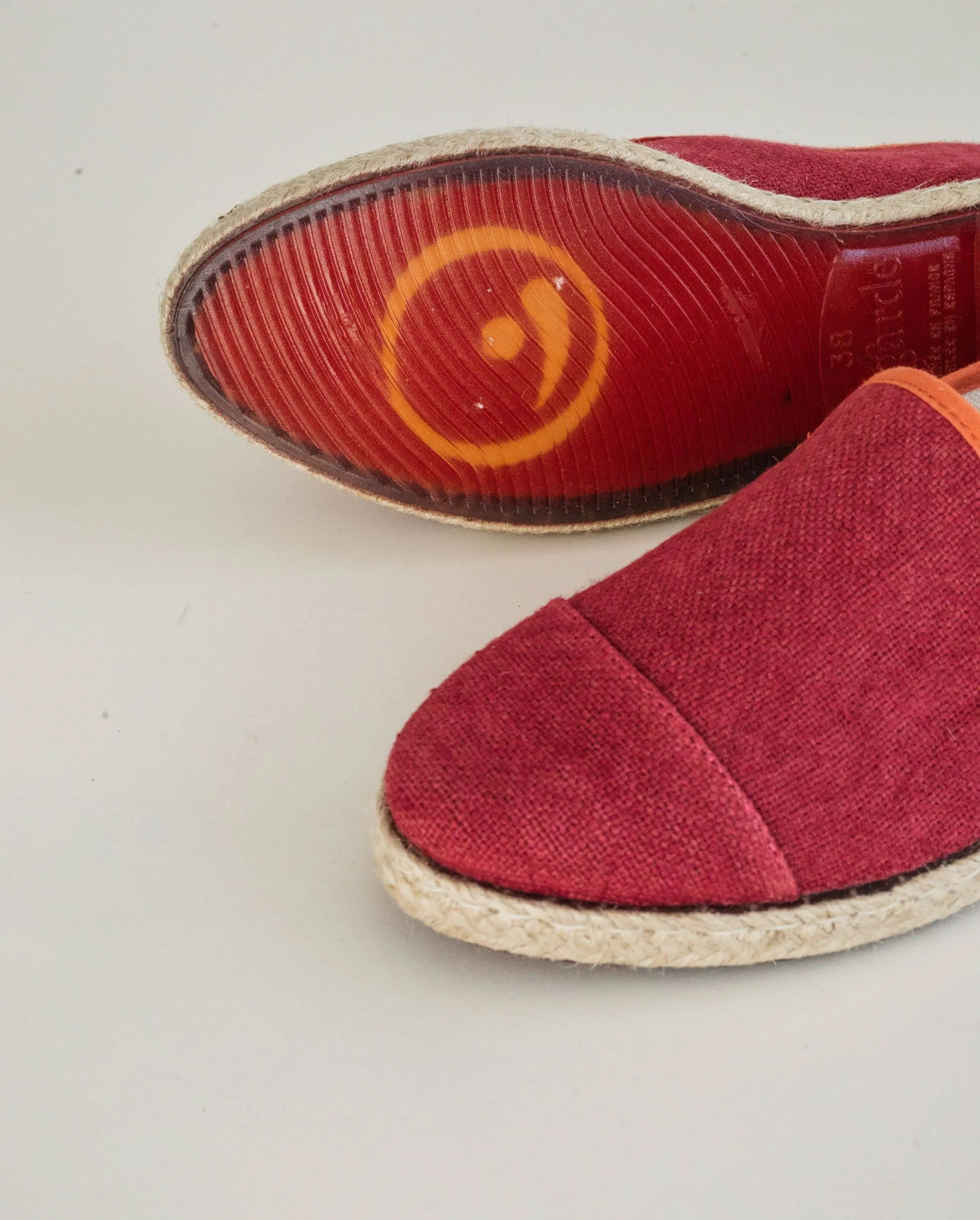 Espadrille femme lin, rose fuschia