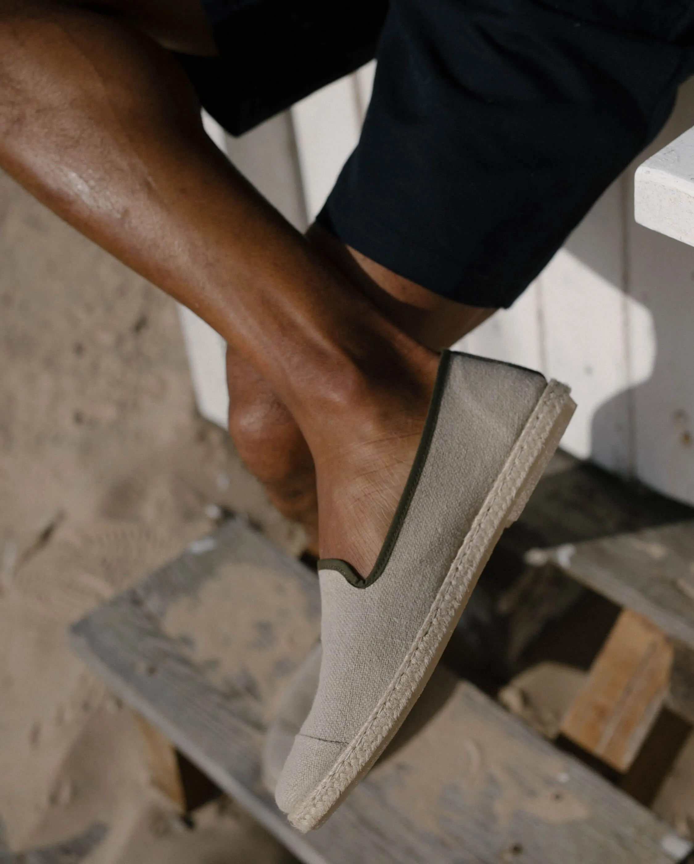 Espadrille homme lin, beige naturel