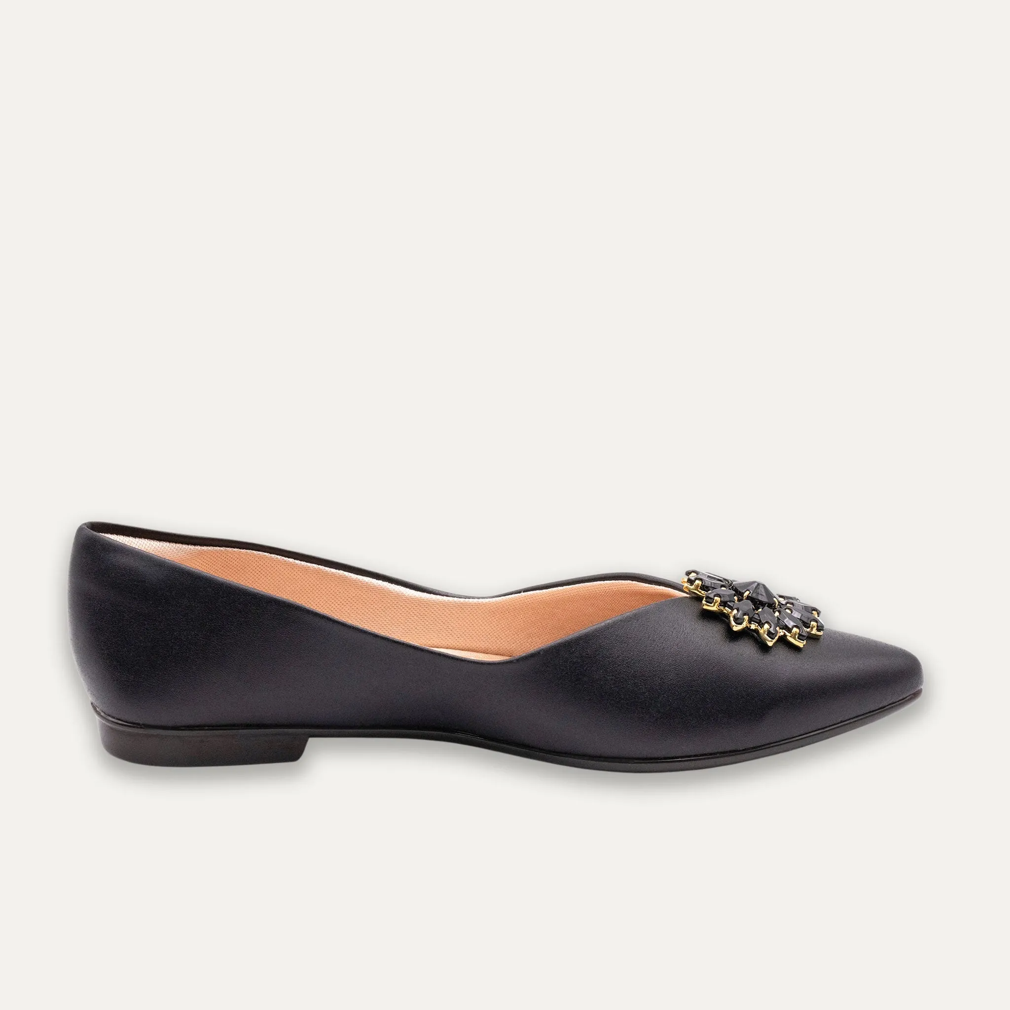 Estela Black Pointed Toe Flats