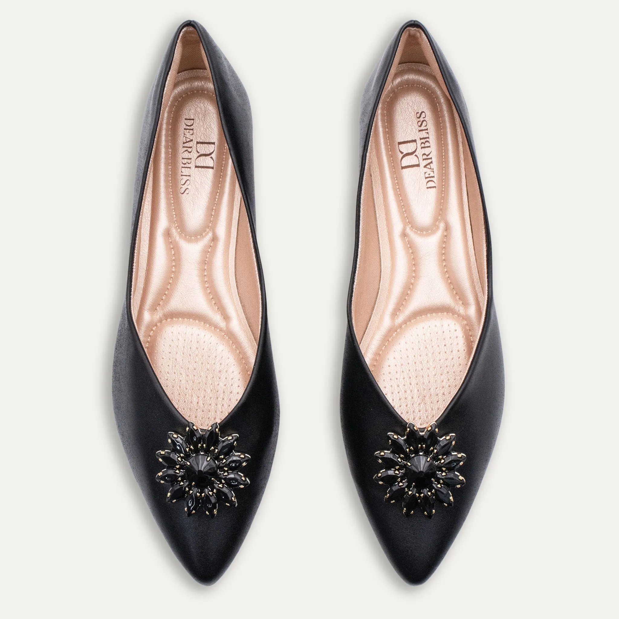Estela Black Pointed Toe Flats