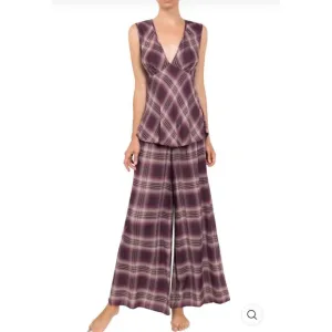 Everyday Ritual Isla/Emily Sleep Set In Plum Plaid Sz M New