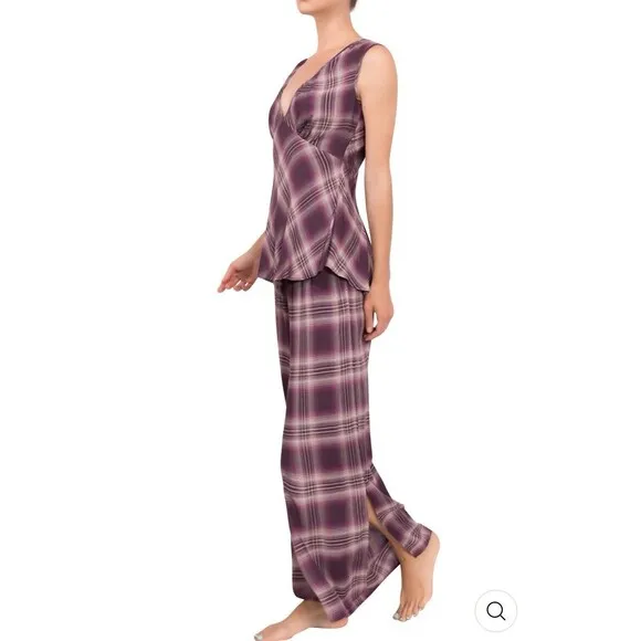 Everyday Ritual Isla/Emily Sleep Set In Plum Plaid Sz M New