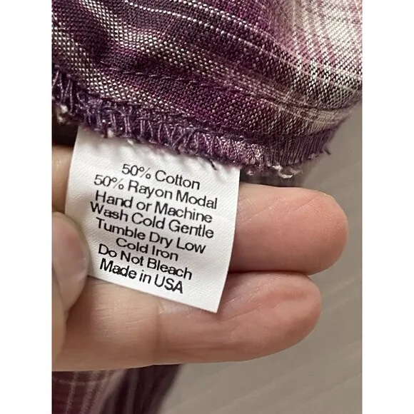Everyday Ritual Isla/Emily Sleep Set In Plum Plaid Sz M New