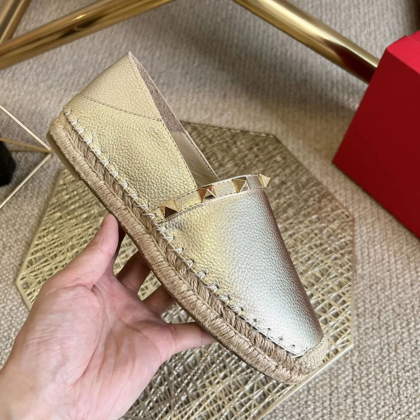 Feria Leather Slip-on Espadrille