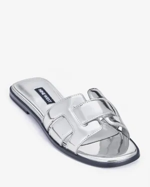 Flat Slide Sandal Silver