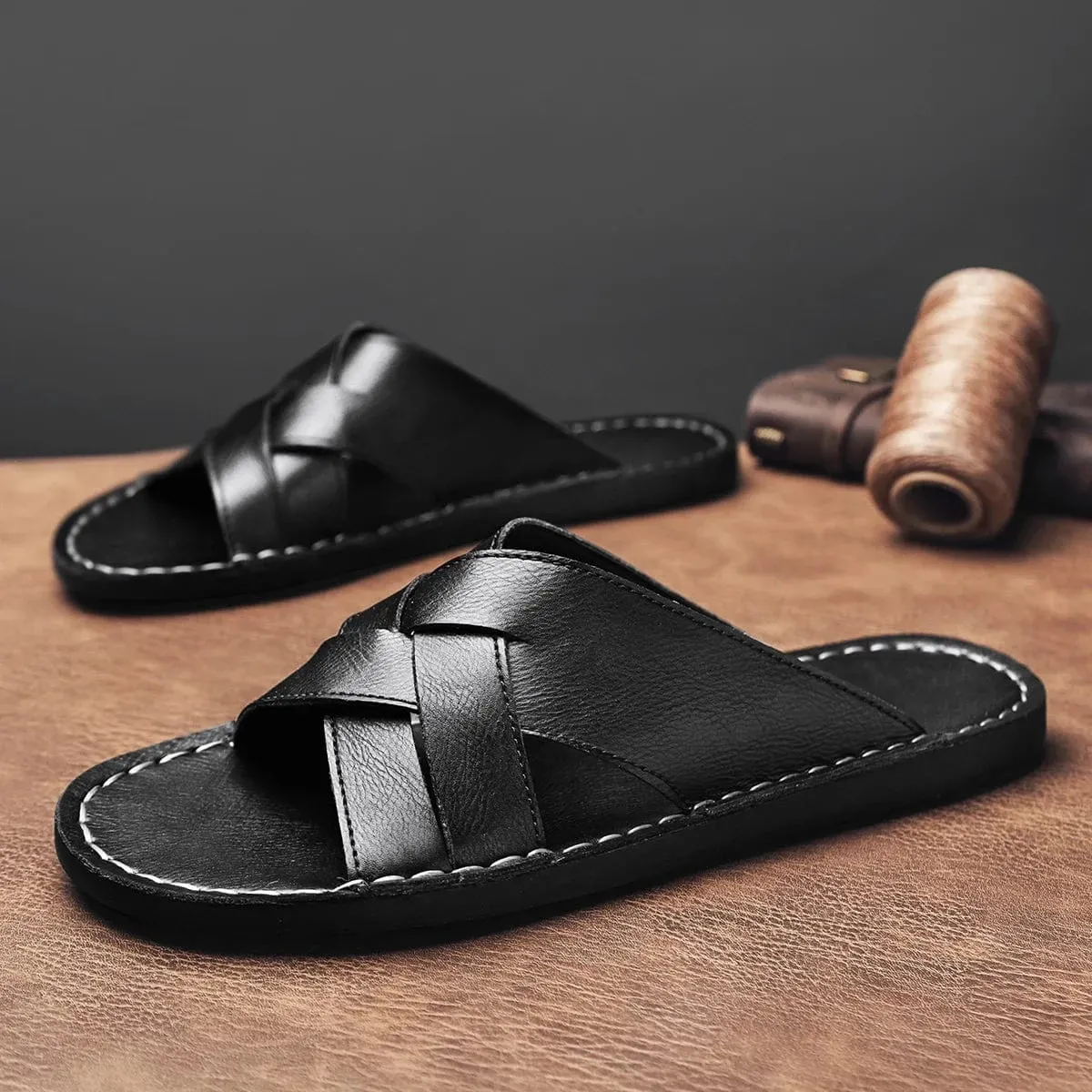 Genuine Leather Beach Slippers