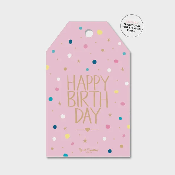 Gift Tag - Pink Confetti Birthday