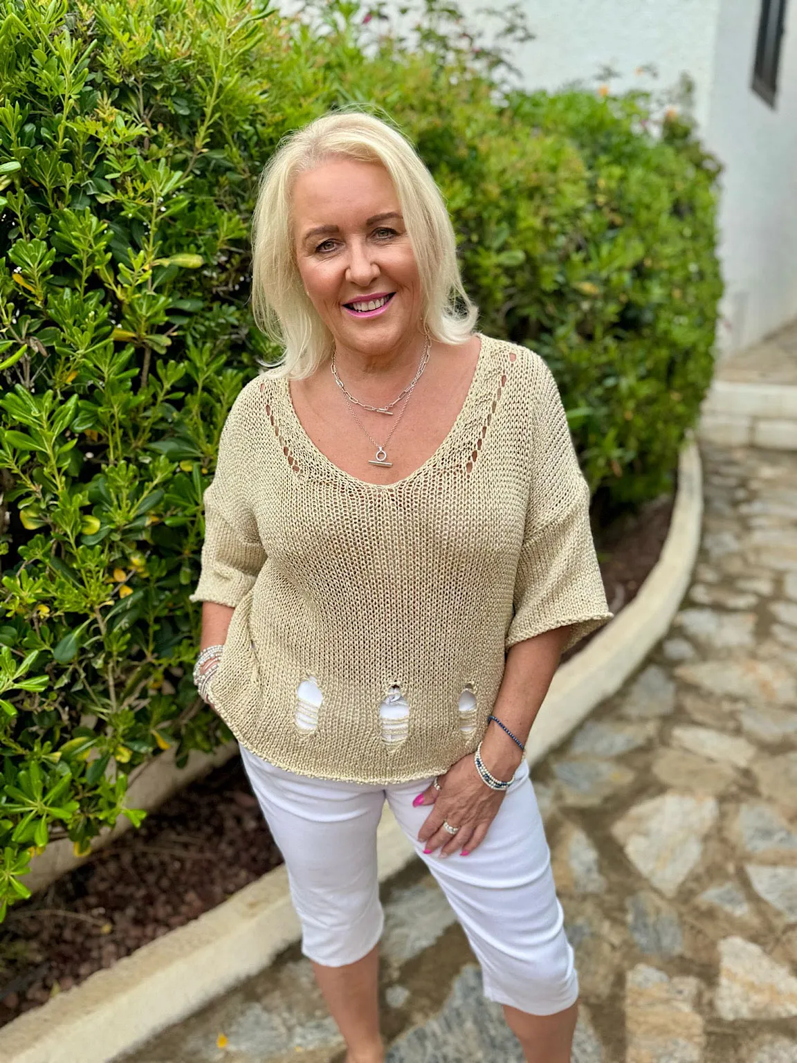 Gold Lurex Knit Top Mavis